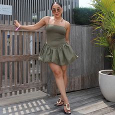 Content Creator Amanda Korina wearing Olive Dress